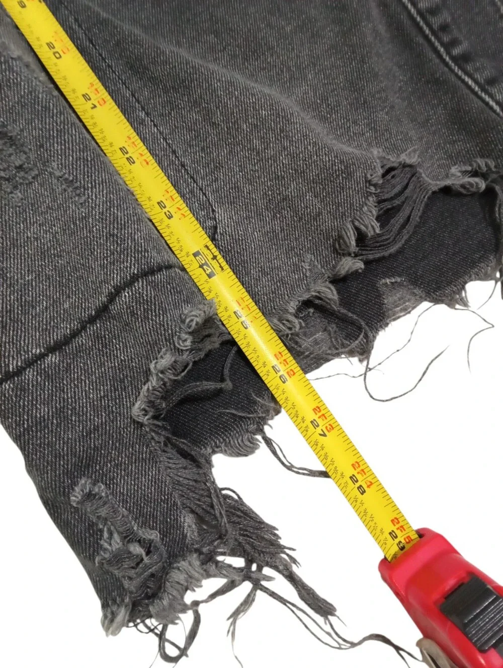 Free People Factory Distressed Black Denim Utility Jacket Raw Hem Large - Picture 5 of 9
